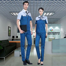 創意分割拼接夏季滌棉細斜短袖工作服FY619